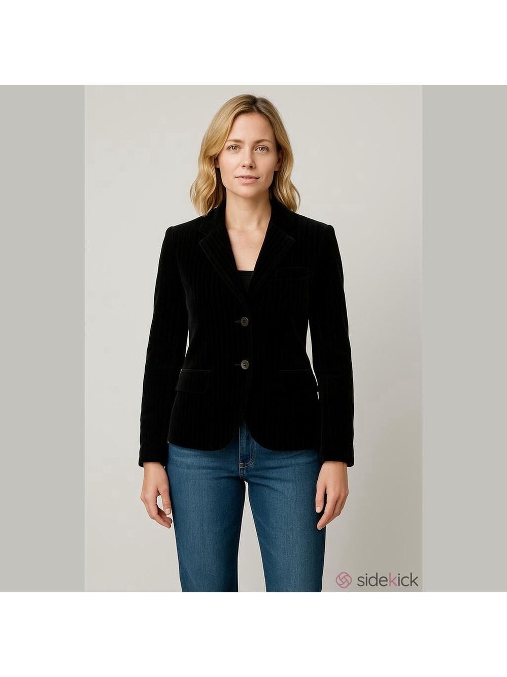 Ralph Lauren Velvet Blazer Black Pinstripe